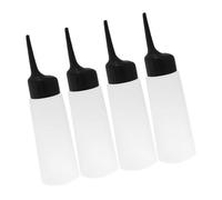VILLCASE Frascos Aplicadores para Tinte de Cabello Punta Inclinada y Tapa Botella Exprimible Transparente para Mezclar Aceite y Champú Set de 4 Unidades para Cuidado Capilar Profesional