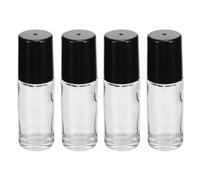 VILLCASE Frascos Roll-On Vacíos de Vidrio 30 Ml Set de 4 Unidades Color Negro Transparente Frascos Portátiles Rellenable Antigoteo para Aceites Esenciales y Perfumes Ideales para Viaje