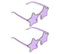 VILLCASE Gafas de Sol sin Montura Forma de Estrella, Color Morado, 2 Piezas, Gafas de Sol de Fiesta Novedosas de Plástico Gemas de Imitación, Ideales para Fotomatón, Festivales y