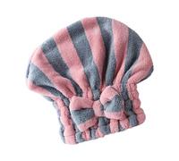 VILLCASE Gorro de Ducha de Microfibra Absorbente 25x28 Cm a Rayas, Toalla para Secar el Cabello Rápido, Gorro Envolvente Ligero para Baño y Viaje