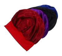 VILLCASE Gorros de Quimioterapia para Mujer 4 Piezas Satinados con Banda Ancha Elástica, Talla Única, Colores Azul, Morado, Negro y Burdeos para Dormir y Cuidado del Cabello