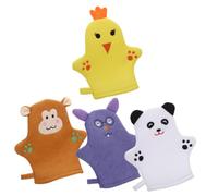 VILLCASE Guantes de Baño Infantiles de Animales Adorables 4 Piezas Pequeños de Toalla Suave para Ducha Exfoliante y Masaje Corporal, para Cuidado Diario y Viajes de Fin de Semana en Bebés