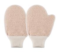 VILLCASE Guantes Exfoliantes para Baño 2 Piezas Guante para Frotar la Espalda y Exfoliante Corporal de Lino y Tela Elimina Piel Seca y Áspera Uso para Ducha y Spa Cuidado Natural Piel
