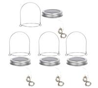 VILLCASE Guirnalda Solar de 20 LED para Tarros Kit de 4 Piezas Luz Cálida Tapa de Aluminio y Acero Inoxidable Decoración para Jardín y Patio Lámparas Colgantes