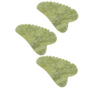 VILLCASE Herramienta Facial Gua Sha de Piedra Verde 3 Piezas Tamaño Mediano Masajeador de Raspado para Cuidado de Piel Rostro y Relajación Diaria