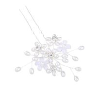 VILLCASE Horquilla Cabello de Boda Artesanal Flores de Perlas y Cristales Diseño Forma de U Color Plateado Alambre de Cobre Accesorio Elegante para Novias y Eventos Obsequios