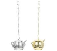 VILLCASE Infusores de Té para Hojas Sueltas de Acero Inoxidable, Coladores de Té Domésticos Diseño en Forma de Tetera, Pack de 2 Piezas para Oficina y Hogar