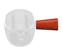 VILLCASE Jarra de Leche de Vidrio de Borosilicato con Mango de Madera Antiescaldaduras, Capacidad Grande, Segura para Alimentos, Adecuado para Preparar Café