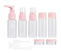 VILLCASE Juego de 11 Botellas de Viaje Rellenables para Cosméticos Set de Envases de PET Rosa Botellas para Champú Loción y Gel Facial Ligeras y Resistentes para Viajes y Actividades