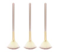 VILLCASE Juego de 3 Brochas de Maquillaje Facial Forma de Abanico Kit Brocha Iluminadora Fibra Sintética Duradera Mango Suave para Uso Diario y Profesional