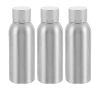 VILLCASE Juego de 3 Frascos Rellenables de Aluminio 100 Ml para Cuidado Piel Envases de Viaje Portátiles para Loción y Emulsión Dispensadores Herméticos Anti-Fugas para Cosméticos