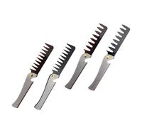 VILLCASE Juego de 4 Peines Plegables de Acero Inoxidable para Hombre Peine Cepillo Cabello Dientes Grandes y Pequeños Diseño Retro Portátil Adecuado para Viaje y Cuidado Diario