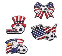 VILLCASE Juego de 4 Pines de Solapa de Fútbol con Bandera de Estados Unidos, Broches Patrióticos de Metal para Chaquetas, Accesorios Patrios para Eventos Deportivos y Celebraciones