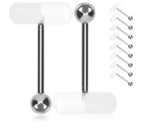 VILLCASE Juego de Piercings para Lengua 10 Piezas, Diseño Ovalado Transparente, Acrílico Resistente y Duradero, Accesorios para Cuerpo Ideales para Uso Diario y Fiestas