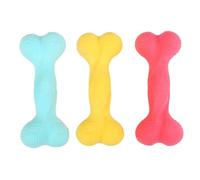 VILLCASE Juguete para Perros Diseño de Hueso de TPR, Paquete de 3 Piezas para Morder y Rechinar Dientes, Adecuado para Jugar y Limpiar Dientes de Mascotas Color Aleatorio