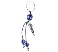 VILLCASE Llavero de Búho Cuentas de 12 Mm en Aleación de Zinc y Vidrio, Dije Colgante Azul Forma de Mal de Ojo, Accesorio Decorativo para Bolso y Llavero para Mujer, Amuleto Multifuncional