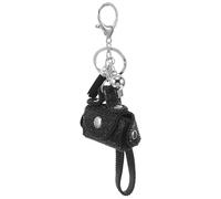 VILLCASE Llavero Mini Bolso Gemas de Imitación Negro, Accesorio para Bolso Borla, Colgante Decorativo Artesanal para Mujer, Charm para Llaves y Monedas, Accesorios Moda