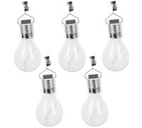 VILLCASE Luces Colgantes Solares para Jardín, Bombillas LED Transparentes Cálidas Panel Solar Integrado, Paquete de 5 Unidades, Resistentes al Agua para Uso en Exteriores y Celebraciones