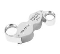 VILLCASE Lupa para Joyería Plegable 10x y 20x Doble Lente Metálica Resistente para Inspección de Piedras Preciosas, Monedas y Relojes, Herramienta Portátil Multiusos para Coleccionistas