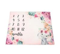 VILLCASE Manta Fotográfica para de Franela 100x81 Cm Números del 1 al 12 para Meses Mensuales, Fondo Decorativo Unisex Adecuado para Fotografía de Recién Nacidos y Obsequio