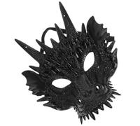 VILLCASE Máscara de Dragón 3d de Plástico Reutilizable y Cómoda para Fiestas y Mascaradas, Disfraz Adecuado para Cosplay y Carnaval Diseño Negro Realista