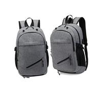 VILLCASE Mochila USB de Gran Capacidad para Fútbol y Baloncesto Diseño para Pelota y Doble Cierre Mochila Escolar y Deportiva Gris de Oxford