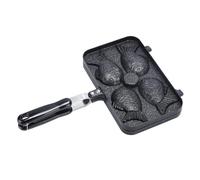VILLCASE Molde para Hornear Waffles con Forma de Pez, Antiadherente, Doble Cara, Aluminio Ligero con Mango Largo Adecuado para Cocinar Postres Cocina