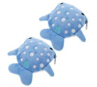 VILLCASE Monedero De Cambio y Bolsita Pequeña De Peluche Tiburón, Diseño Cremallera, Suave y Compacto, para Mujer, Uso Diario y Viajes, Color Azul, Pack 2 Unidades