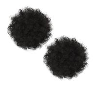 VILLCASE Moño Afro Rizado Sintético 2 Piezas 15 Cm Hecho De Seda Resistente Al Calor Para Mujeres Uso Diario y Fiesta Cordón Ajustable