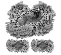 VILLCASE Pantuflas de Chenilla Lavables para Trapear, Fundas Elásticas para Zapatos de Fregona, 2 Pares Tamaño Medio, Color Gris Floral, Reutilizables para Limpieza Doméstica en Cocina,