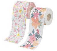 VILLCASE Papel Higiénico Impreso de Flores, 2 Rollos Estándar Estampado Floral (1 Bugambilia 1 Flor), Papel Higiénico Doméstico Oficina, Rollos Decorativos para Baño y Uso Diario