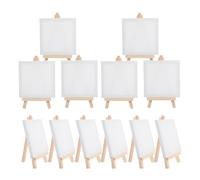 VILLCASE Paquete de 12 Mini Lienzos con Caballete, Kit de Pintura de Lienzos Artísticos de 4 X 4 Pulgadas, Paneles de en Blanco Y Caballetes de Madera para Niños, Adolescentes, Pintura, Manualidades,