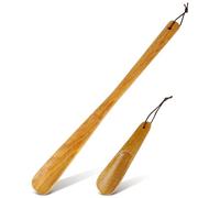 VILLCASE Paquete de 2 Calzadores de Madera Planos, Mango Corto y Largo, para Calzarse Fácilmente, Orientado a Personas Mayores y Usuarios Limitaciones Físicas