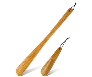 VILLCASE Paquete de 2 Calzadores de Madera Planos, Mango Corto y Largo, para Calzarse Fácilmente, Orientado a Personas Mayores y Usuarios Limitaciones Físicas