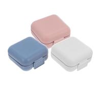 VILLCASE Pastillero Hermético Portátil 3 Piezas 5 Compartimentos Organizador Pequeño para Medicamentos y Vitaminas Caja de Viaje Resistente Humedad en Colores Rosa-Naranja Gris-Azul y