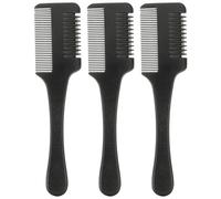 VILLCASE Peine de Afeitar Doble Cara para Corte de Pelo en Casa, 3 Piezas de Abs y Acero Inoxidable para Peinar y Estilizar Cabello Negro