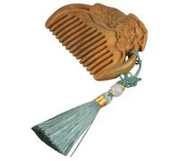 VILLCASE Peine de Sándalo Madera para Cabello Cepillo Masaje Ergonómico Desenredante Mujer Portátil Viajes Casa con Borla Diseño Vintage