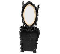 VILLCASE Peines de Diente Vintage con Espejo de Mano y Caja Organizadora de Tocador Negro Clásico Accesorios de Belleza para Mujer para Uso Casa Oficina y Viajes