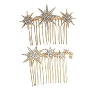 VILLCASE Peinetas Laterales Doradas para Mujer y Niña, Accesorios Cabello de Metal Ligero Brillantes, para Boda y Eventos Elegantes, Pack de 2 Unidades
