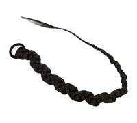 VILLCASE Peluca de Trenzas Tipo Boxeo Sintética en Color Negro Natural, Extensión de Cabello Larga Coleta Afro, Postizo Voluminoso para Mujer, Adecuado para Fiestas y Eventos