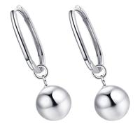 VILLCASE Pendientes Colgantes de Bola Largos para Mujer Pendientes Grandes Redondos Color Blanco Platino Ligeros y Decorativos Accesorios de Moda para Fiestas y Uso Diario