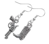 VILLCASE Pendientes Colgantes de Vaquera Occidental para Mujer Diseño Bota Sombrero y Herradura Accesorios Ligeros y Seguros para Fiestas Joyería Temática del Oeste Auténtica