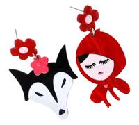 VILLCASE Pendientes Colgantes Diseño Único de Caperucita para Mujer de Acrílico y Metal, Ligeros y Cómodos para Varias Ocasiones