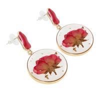 VILLCASE Pendientes de Botón para Mujer Flores Secas Naturales Diseño Vintage Redondo Resina Epoxi Transparente Color Multicolor Ligeros y Delicados para Fiesta y Uso Diario