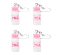 VILLCASE Pendientes de Dibujos Animados Forma de Botella de Leche 2 Pares de Resina Duradera Color Rosa Accesorios Ligeros para Mujer Joyería Creativa para Fiestas y Uso Diario