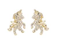 VILLCASE Pendientes de Unicornio Incrustación de Gemas 925 Plata Esterlina, Delicados y Ligeros, para Mujer, Fiesta y Uso Diario, Diseño Adorable y Moderno
