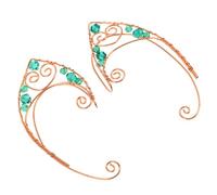 VILLCASE Pendientes Ear Cuff de Acero Inoxidable para Mujer Clip de Oreja sin Perforación Diseño Retro Vintage en Verde 2 Pares para Disfraz Cosplay y Uso Diario