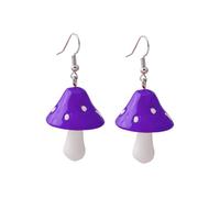 VILLCASE Pendientes Elegantes para Mujer de Plástico Diseño Creativo en Forma de Hongo Púrpura, No Alergénicos ni Frágiles, Ideales para Vestidos de Noche