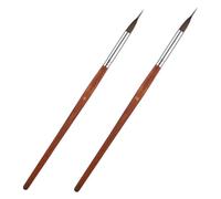 VILLCASE Pincel de Línea Fina Punta de Aguja Alargada para Acuarela 2 Piezas Mango Ergonómico de Madera y Tubo de Cobre, Compatible con Tintas y Colores de Acuarela para Delineados