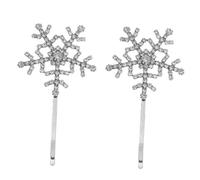 VILLCASE Pinzas Cabello Forma de Copo de Nieve Plateadas Pasadores Gemas de Imitación 1 Par de Horquillas para Mujer Accesorios para Fiestas y Uso Diario